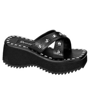 Gothic Skull Platform Slide On Sandals Shoes